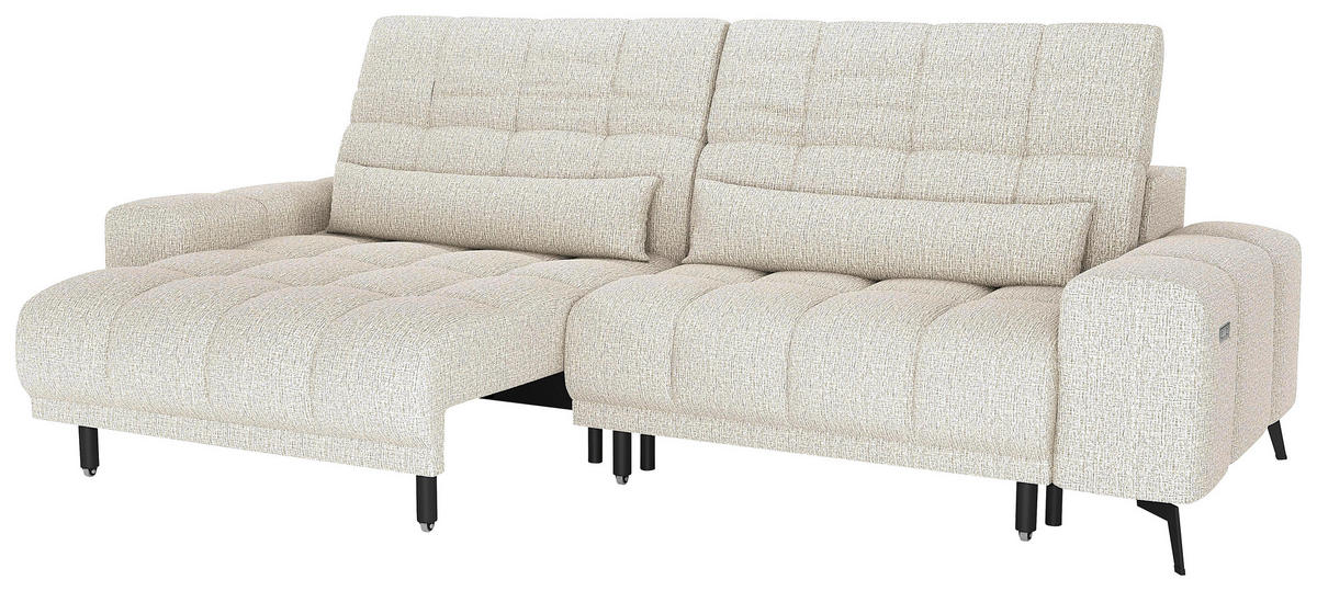 BIGSOFA Chenille Creme  - Creme/Schwarz, MODERN, Textil/Metall (300/112/121cm) - Xora