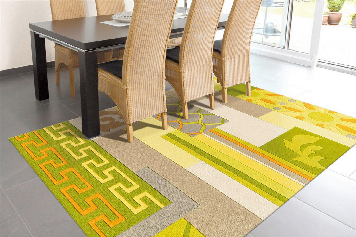 FLACHWEBETEPPICH  Wohnzimmer 170/240 cm Grün, Naturfarben rechteckig  - Naturfarben/Grün, Basics, Textil (170/240cm) - Kayoom