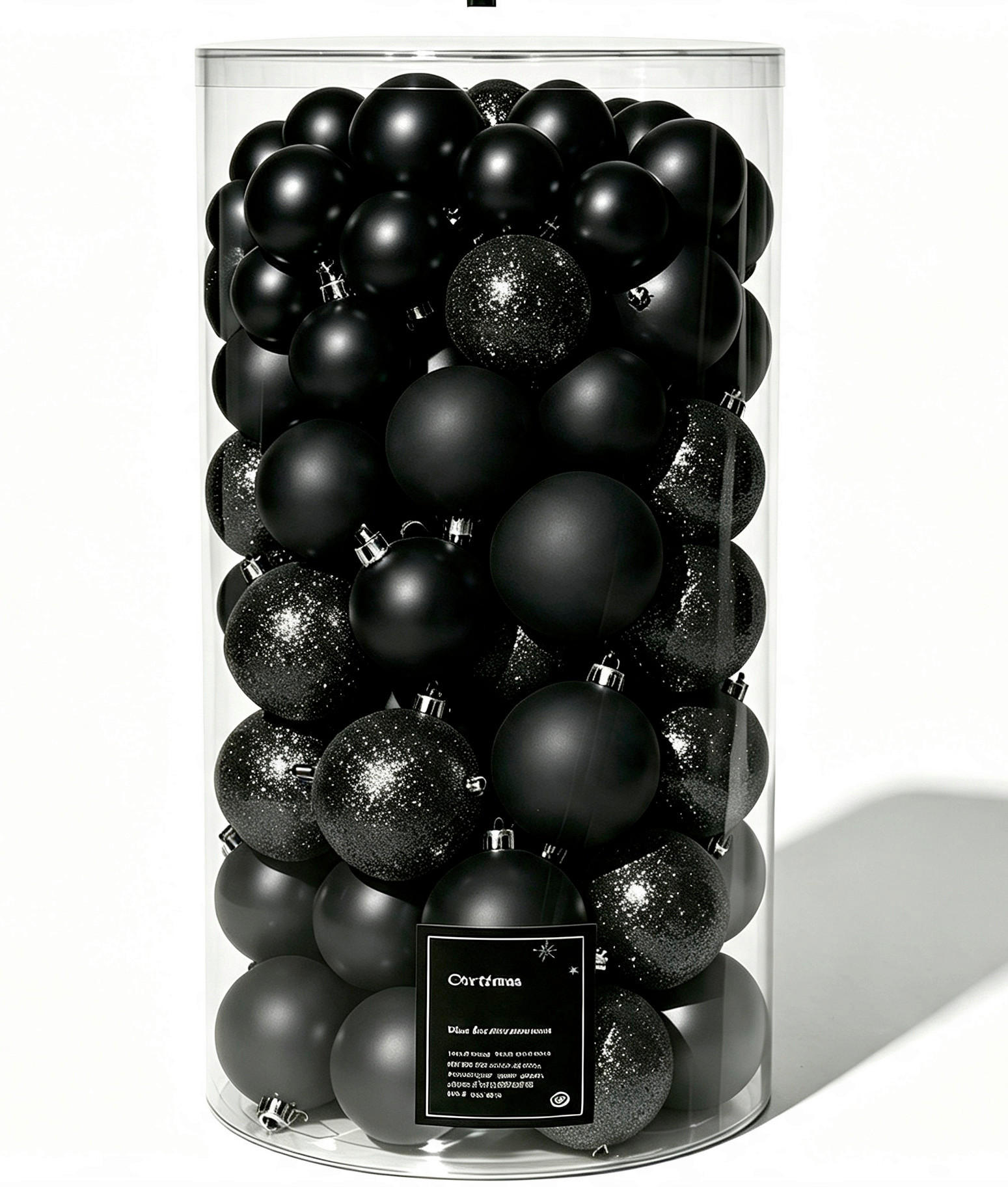 CHRISTBAUMKUGEL-SET 8 cm 100-teilig Baubles  - Schwarz, Basics, Kunststoff (8cm) - X-Mas