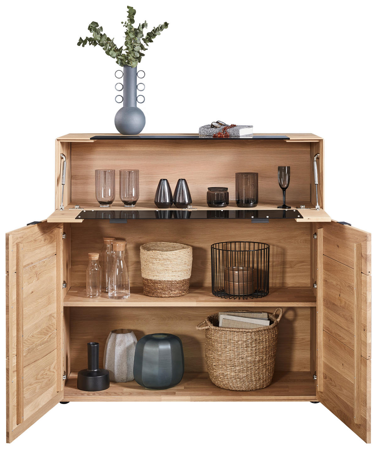 HIGHBOARD Wildeiche  121,9/121,5/45,2 cm  - Wildeiche, Natur, Glas/Holz (121,9/121,5/45,2cm) - Valnatura