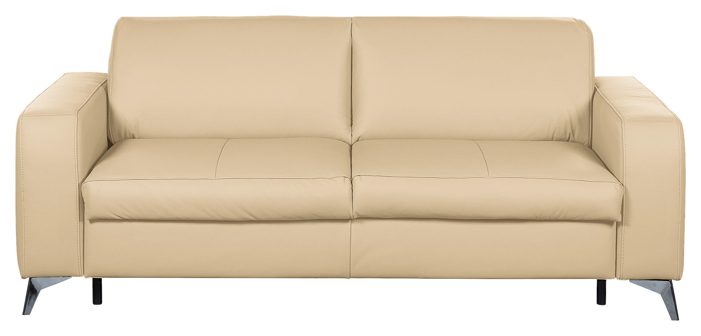 SCHLAFSOFA Beige Echtleder  - Beige/Silberfarben, Design, Leder/Metall (204/84/104cm) - Livetastic