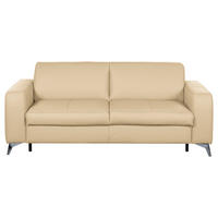 SCHLAFSOFA Leder Beige  - Beige/Silberfarben, Design, Leder/Metall (204/84/104cm) - Livetastic
