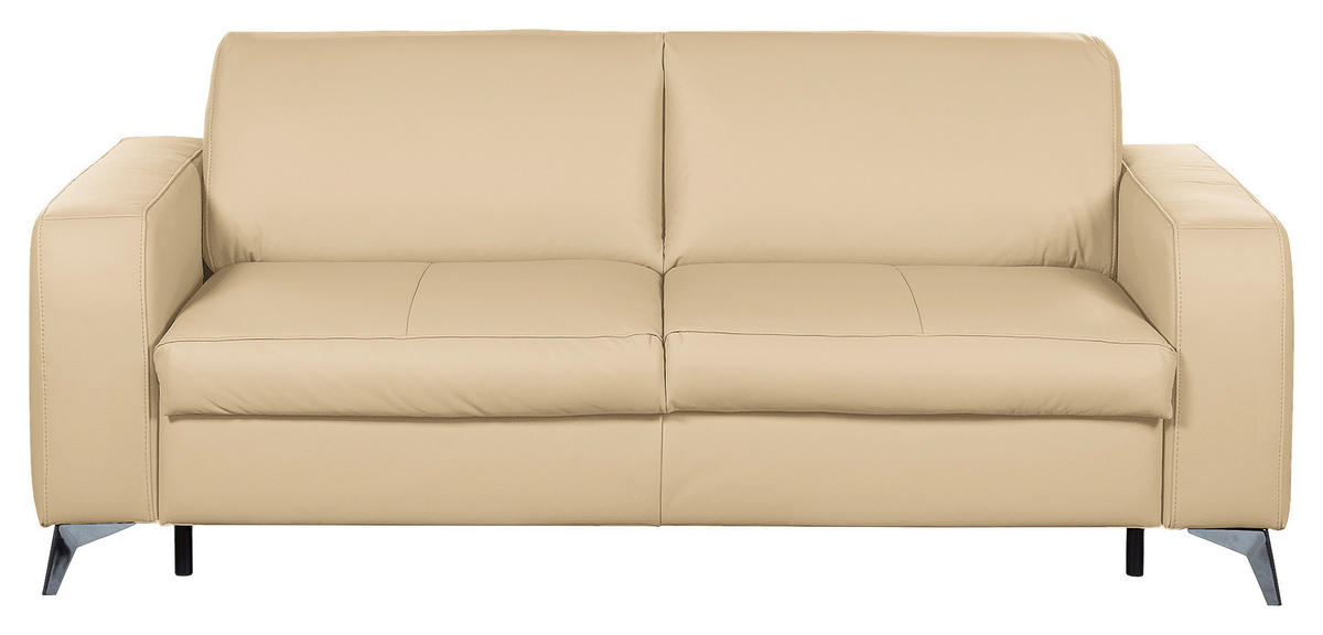 SCHLAFSOFA Leder Beige  - Beige/Silberfarben, Design, Leder/Metall (204/84/104cm) - Livetastic