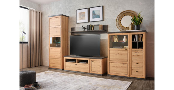 WOHNWAND in Dunkelgrau, Eiche Artisan 329,4/209,2/50 cm - Dunkelgrau/Anthrazit, MODERN, Glas/Holzwerkstoff (329,4/209,2/50cm) - Hom`in