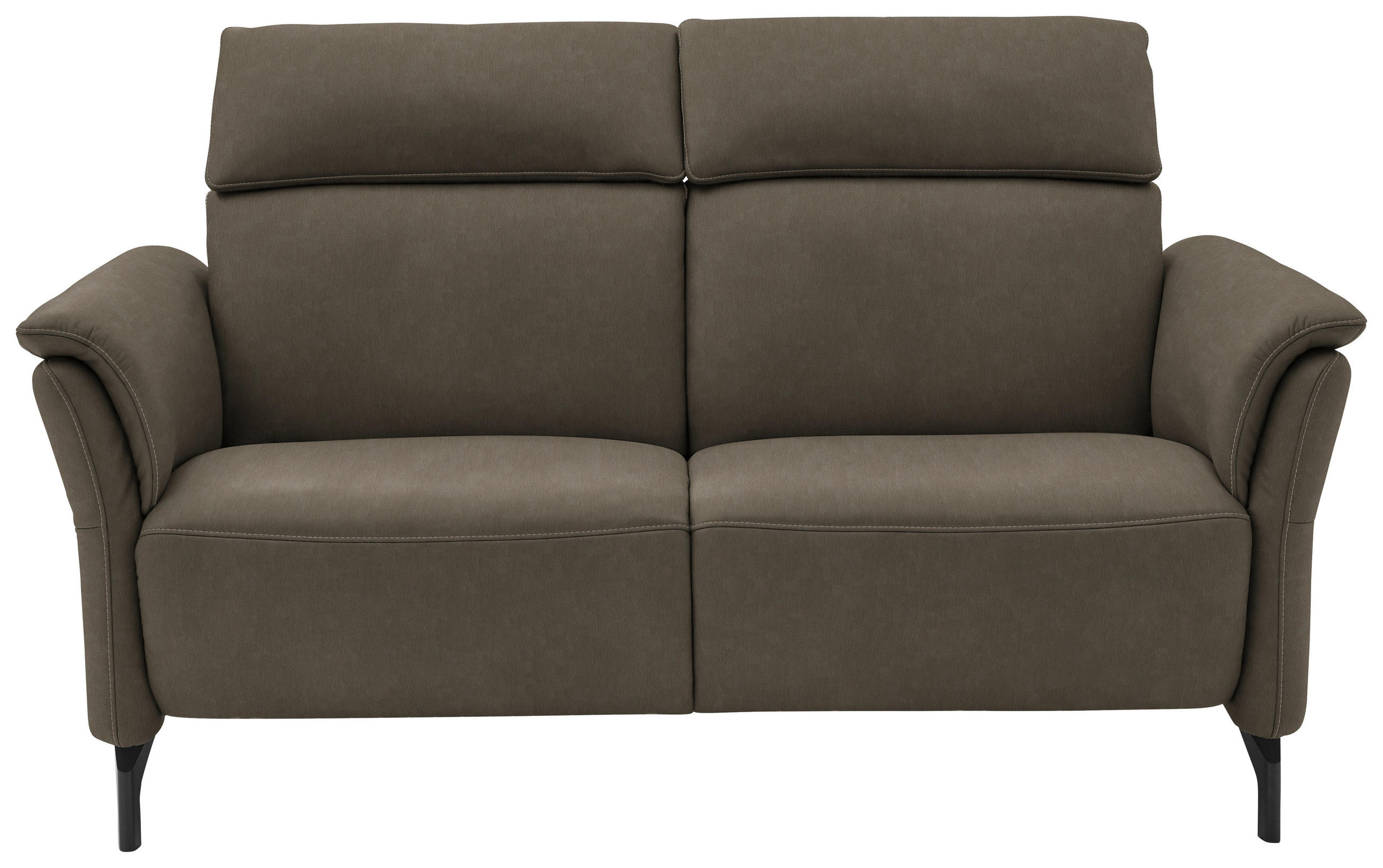2-SITZER-SOFA in Echtleder Graubraun  - Graubraun/Schwarz, Konventionell, Leder/Metall (178/103/92cm) - Dieter Knoll