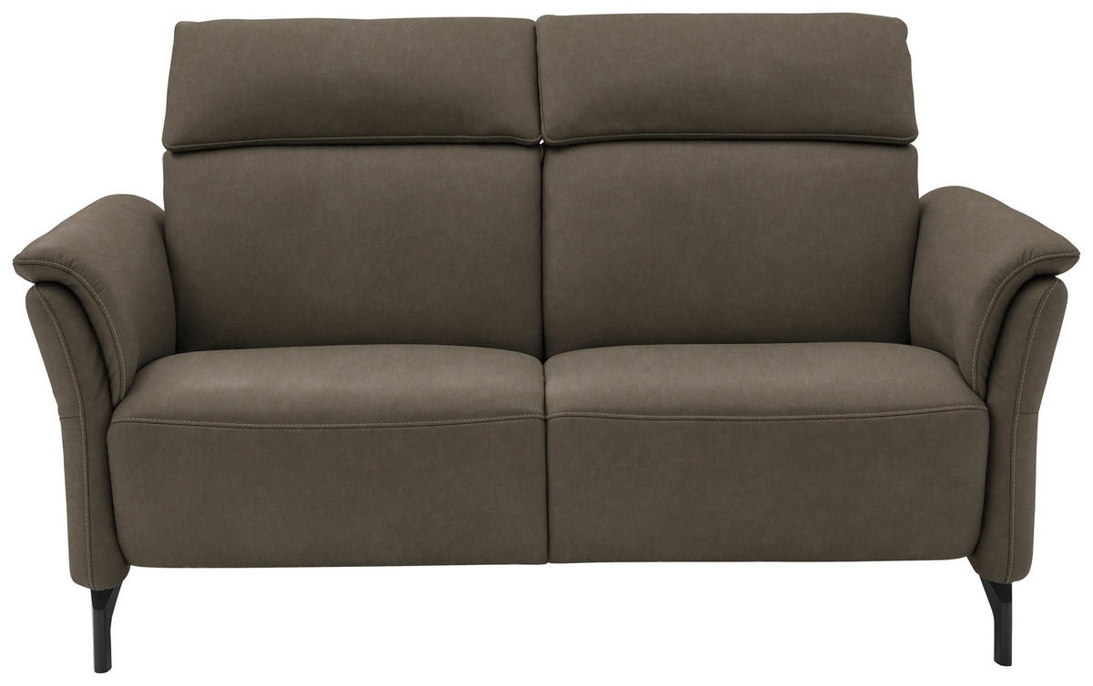 2-SITZER-SOFA in Echtleder Graubraun  - Graubraun/Schwarz, Konventionell, Leder/Metall (178/103/92cm) - Dieter Knoll