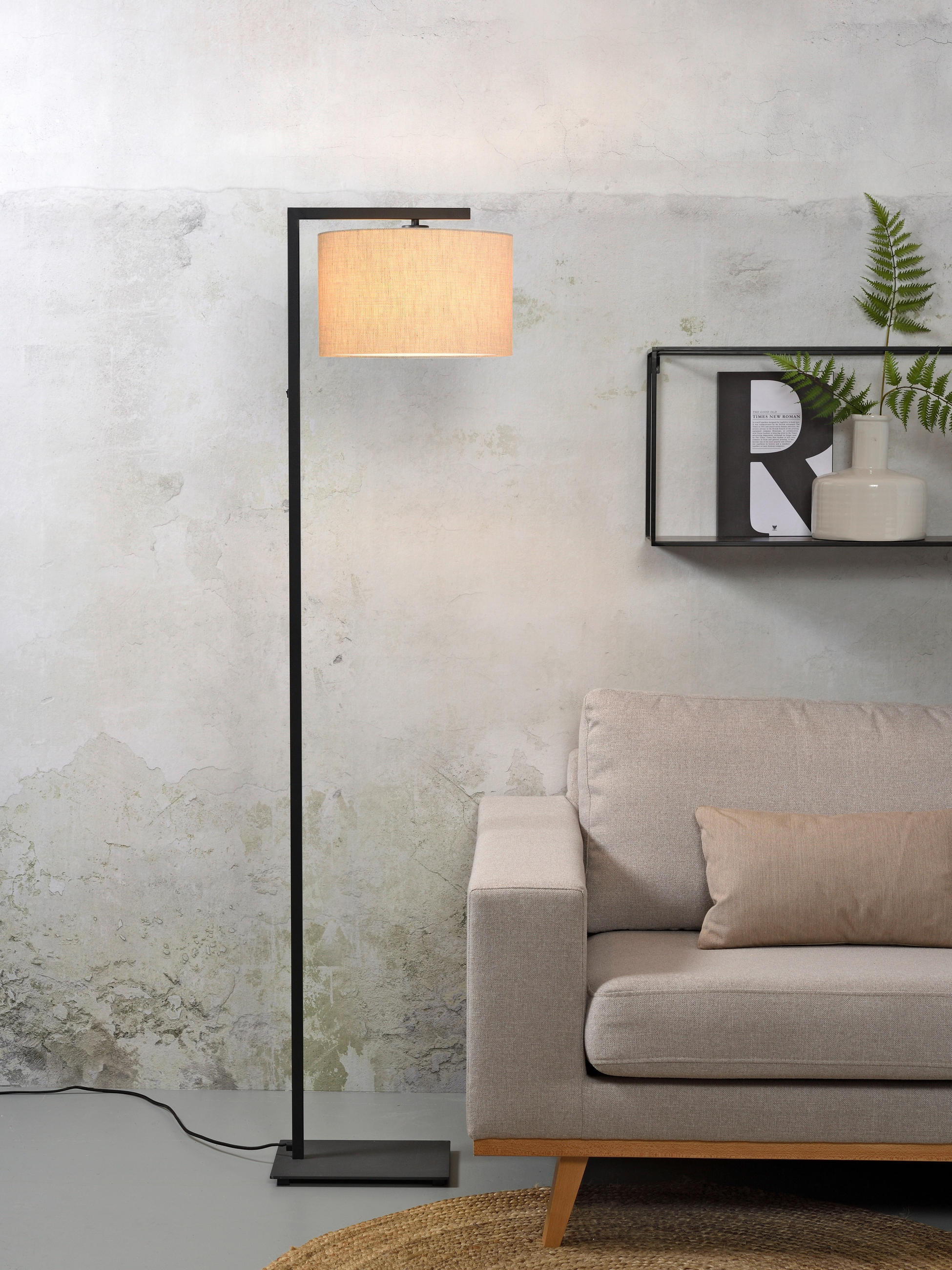 STEHLEUCHTE - Beige/Schwarz, Basics, Textil/Metall (35/160cm) - It's about Romi