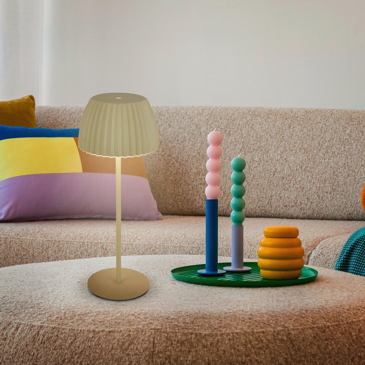 AKKU-TISCHLEUCHTE 14,5/36,5 cm  - Hellgrün, Basics, Kunststoff/Metall (14,5/36,5cm)