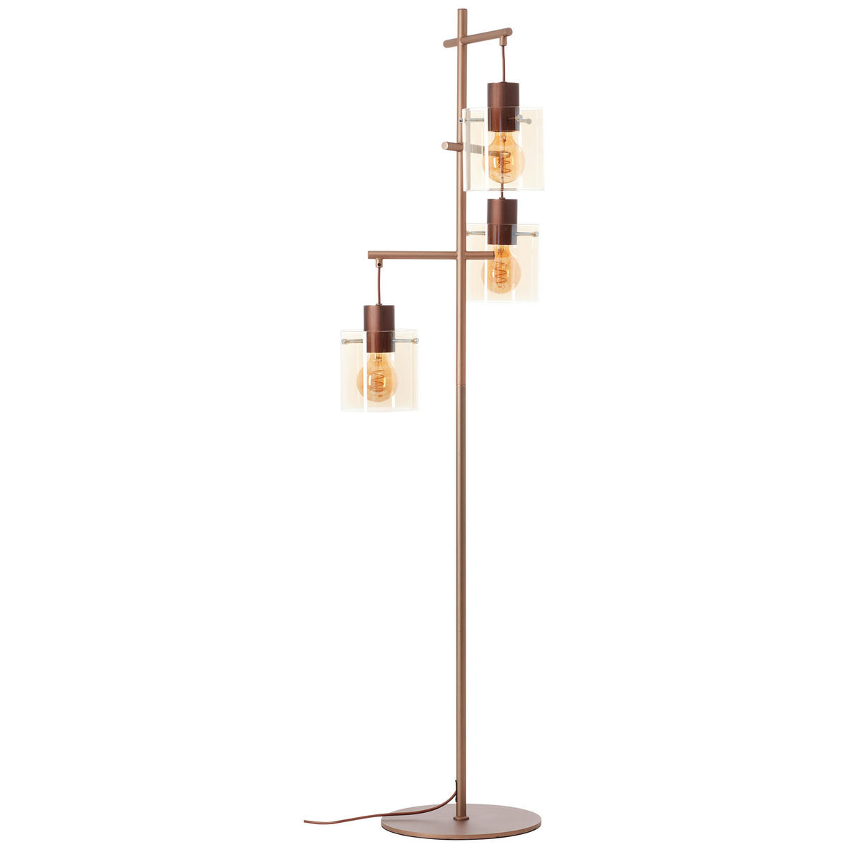 STEHLEUCHTE 46/152,2 cm    - Bernsteinfarben/Braun, Basics, Glas/Metall (46/152,2cm) - Brilliant