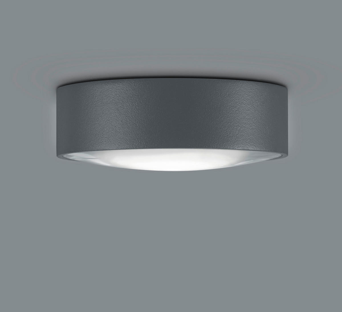 AUßENDECKENLEUCHTE Posh 11/4 cm   - Graphitfarben, Design, Glas/Metall (11/4cm) - Helestra