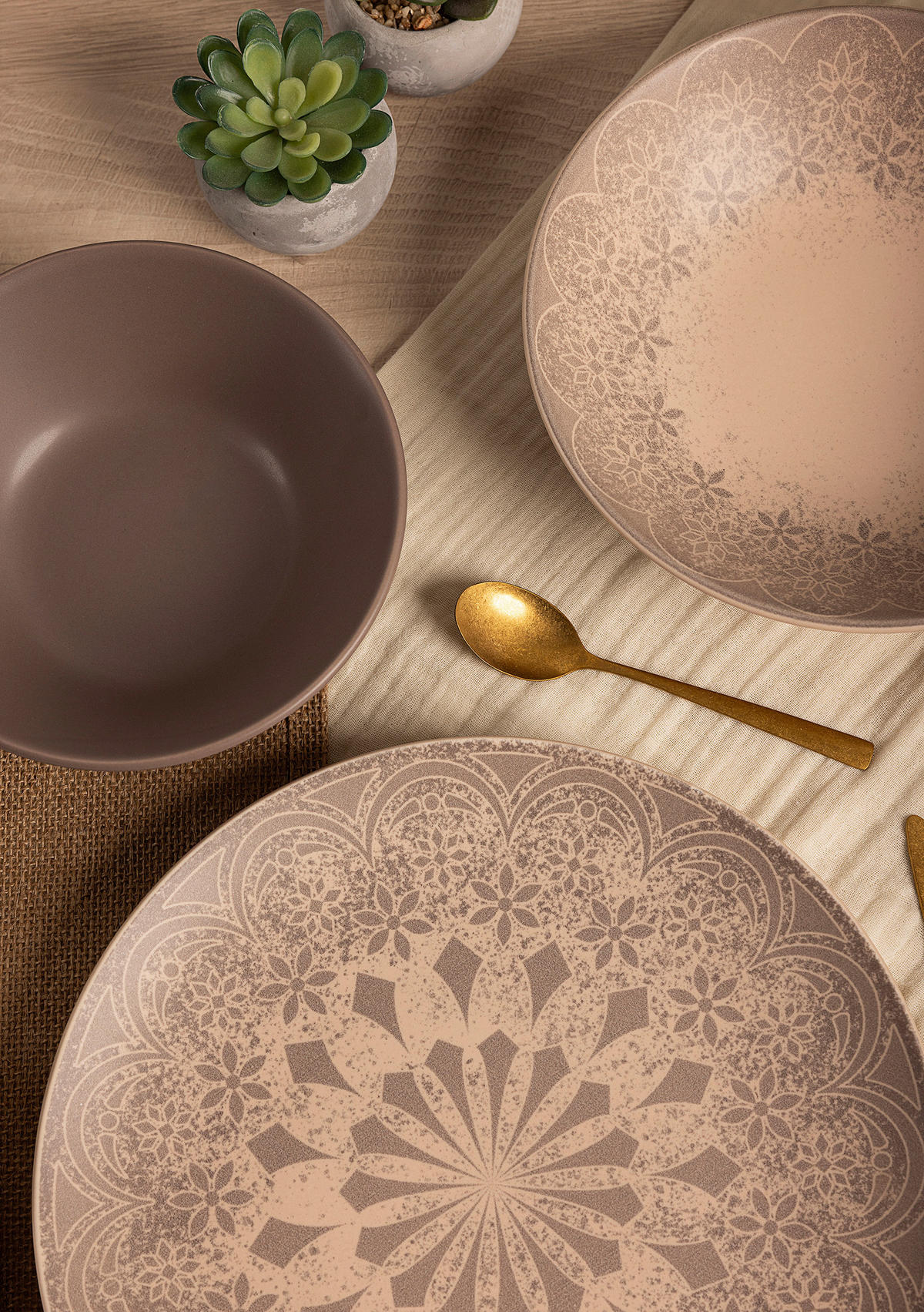 KOMBISERVICE 24-teilig  - Graubraun, LIFESTYLE, Keramik - Novel