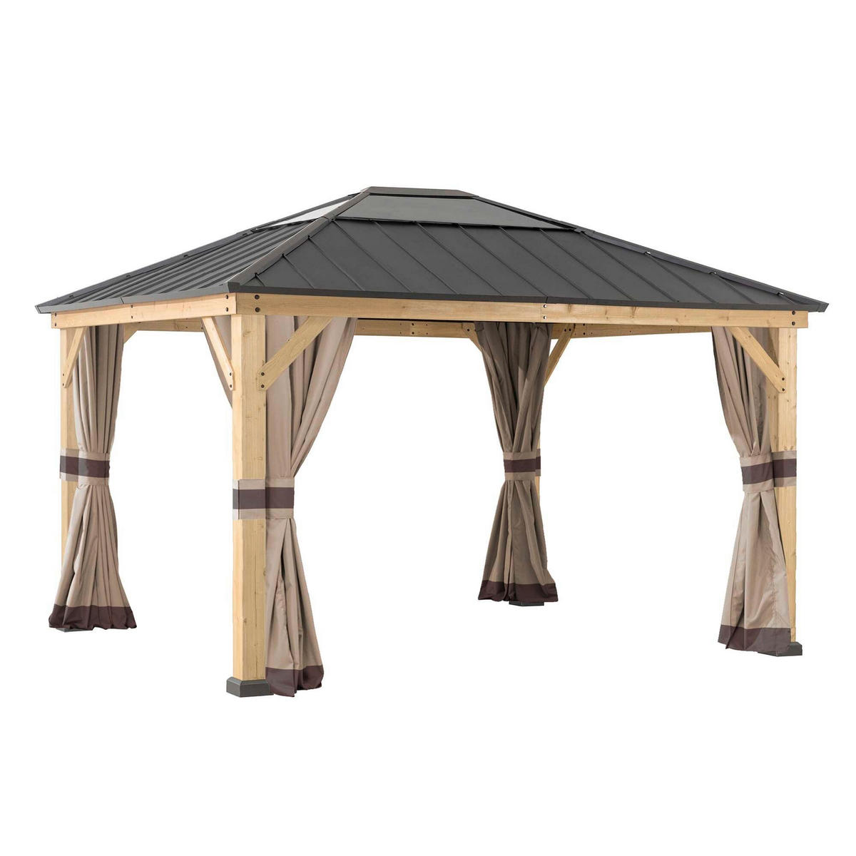 PAVILLON-SEITENTEIL   - Hellbraun, Basics, Textil (399/220cm)