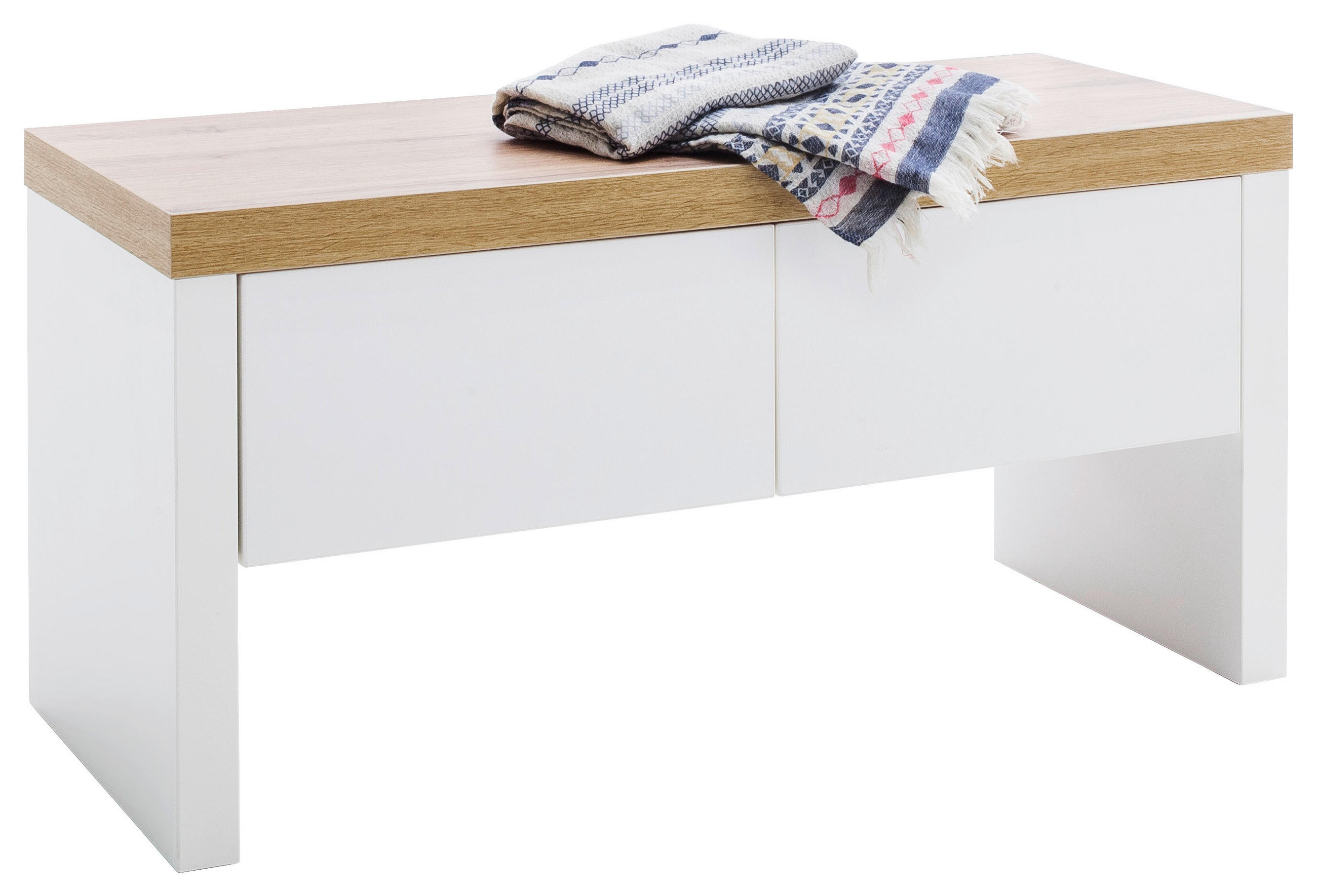 GARDEROBENBANK 91/45/38 cm  - Weiss/Eichefarben, Natur, Holzwerkstoff (91/45/38cm)