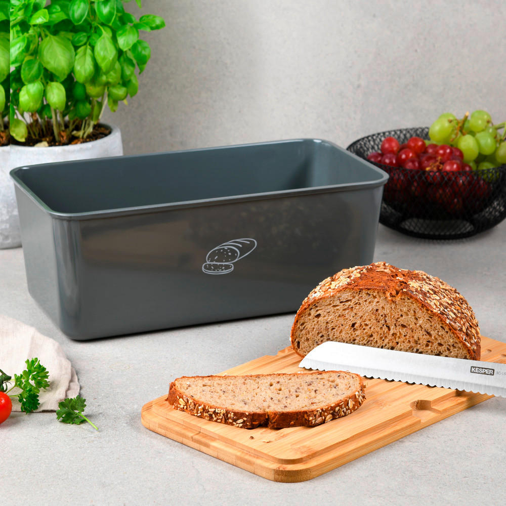 BROTBOX - Hellbraun/Grau, Basics, Naturmaterialien/Kunststoff (34/18/13.5cm) - Kesper
