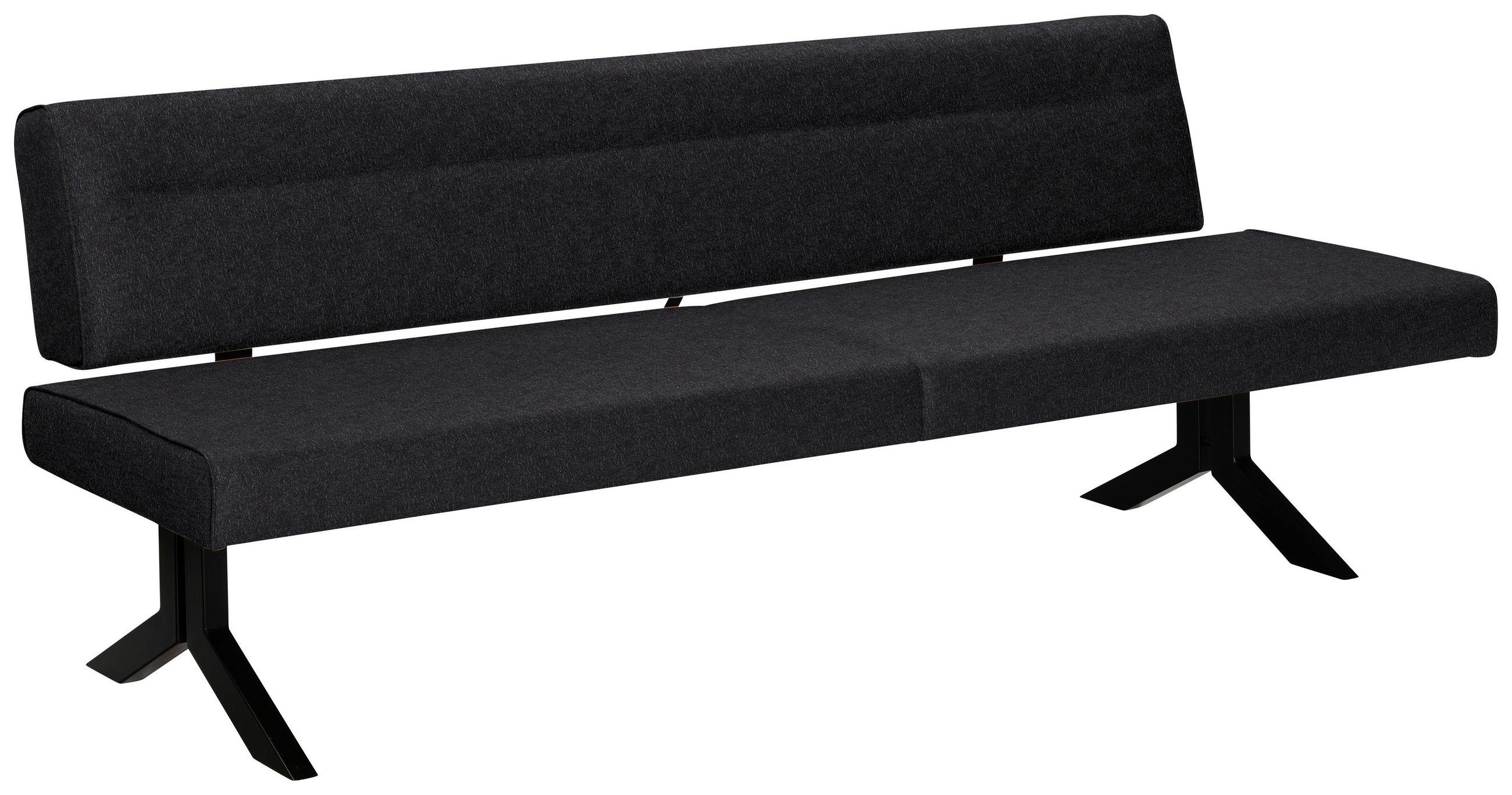 SITZBANK 220/87/70-86 cm Lederlook (vegan) Schwarz  - Schwarz, KONVENTIONELL, Textil/Metall (220/87/70-86cm) - Moderano