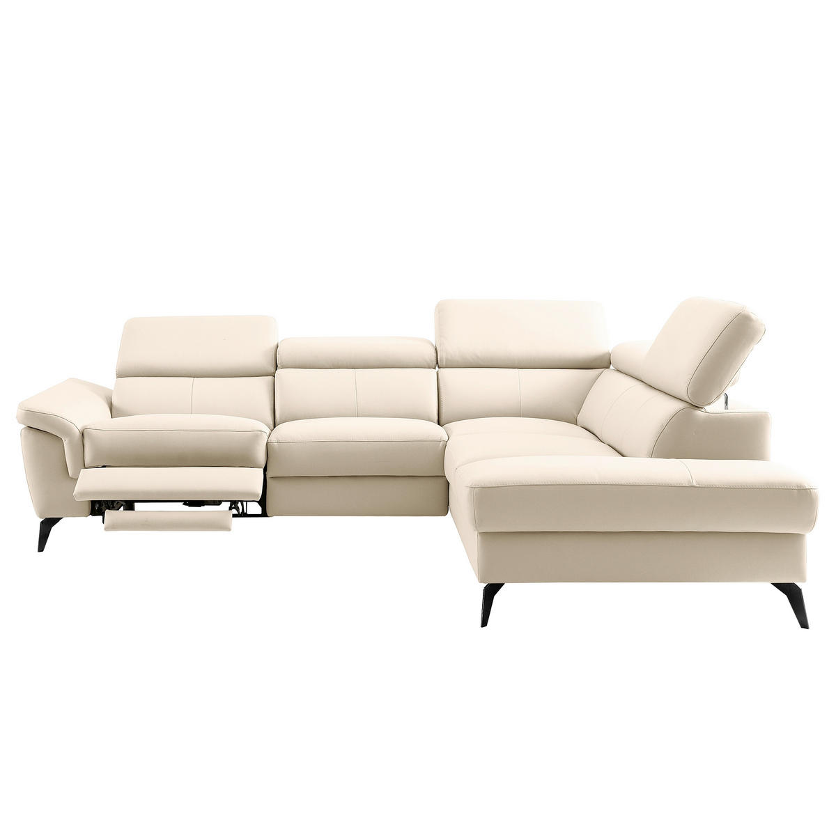 ECKSOFA SONO in Lederlook Echtleder Grau Bettkasten, Armteilverstellung, Kopfteilverstellung  265/210 cm  - Schwarz/Grau, Design, Leder/Textil (265/210cm) - Livetastic
