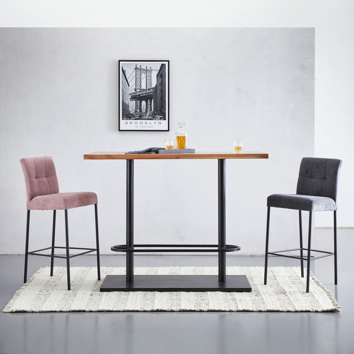 BARBORD i trä, metall  140/75/105 cm  - svart/akaciefärgad, Design, metall/trä (140/75/105cm) - Linea Natura