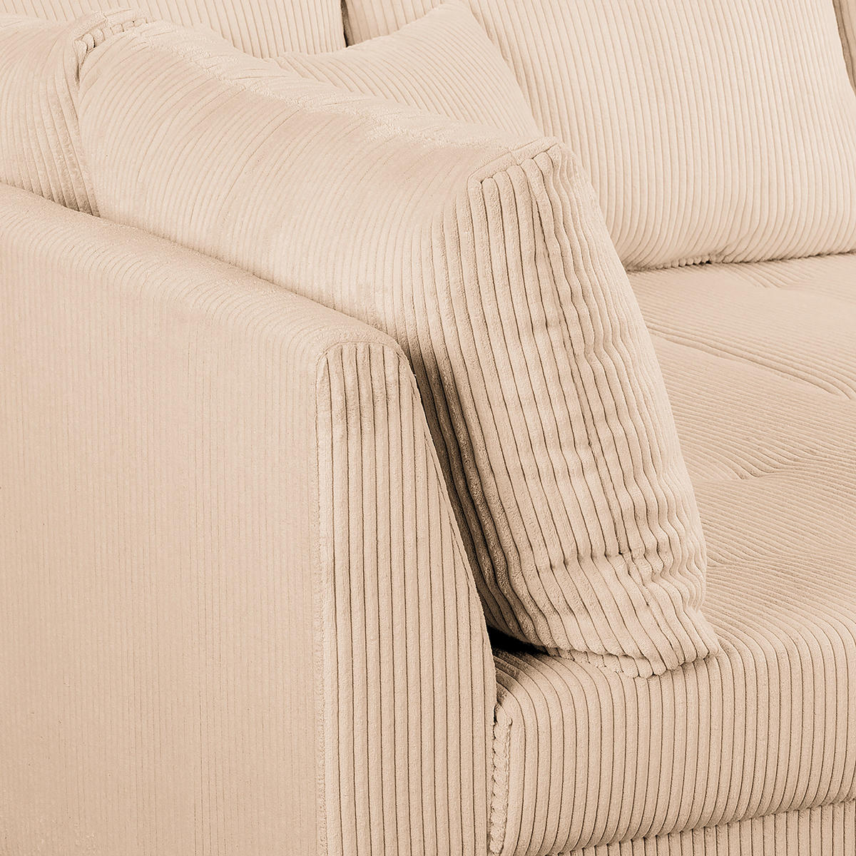 ECKSOFA inkl. Hocker Ariella Creme Cord  - Creme/Naturfarben, Design, Holz/Textil (161/231cm) - Livetastic