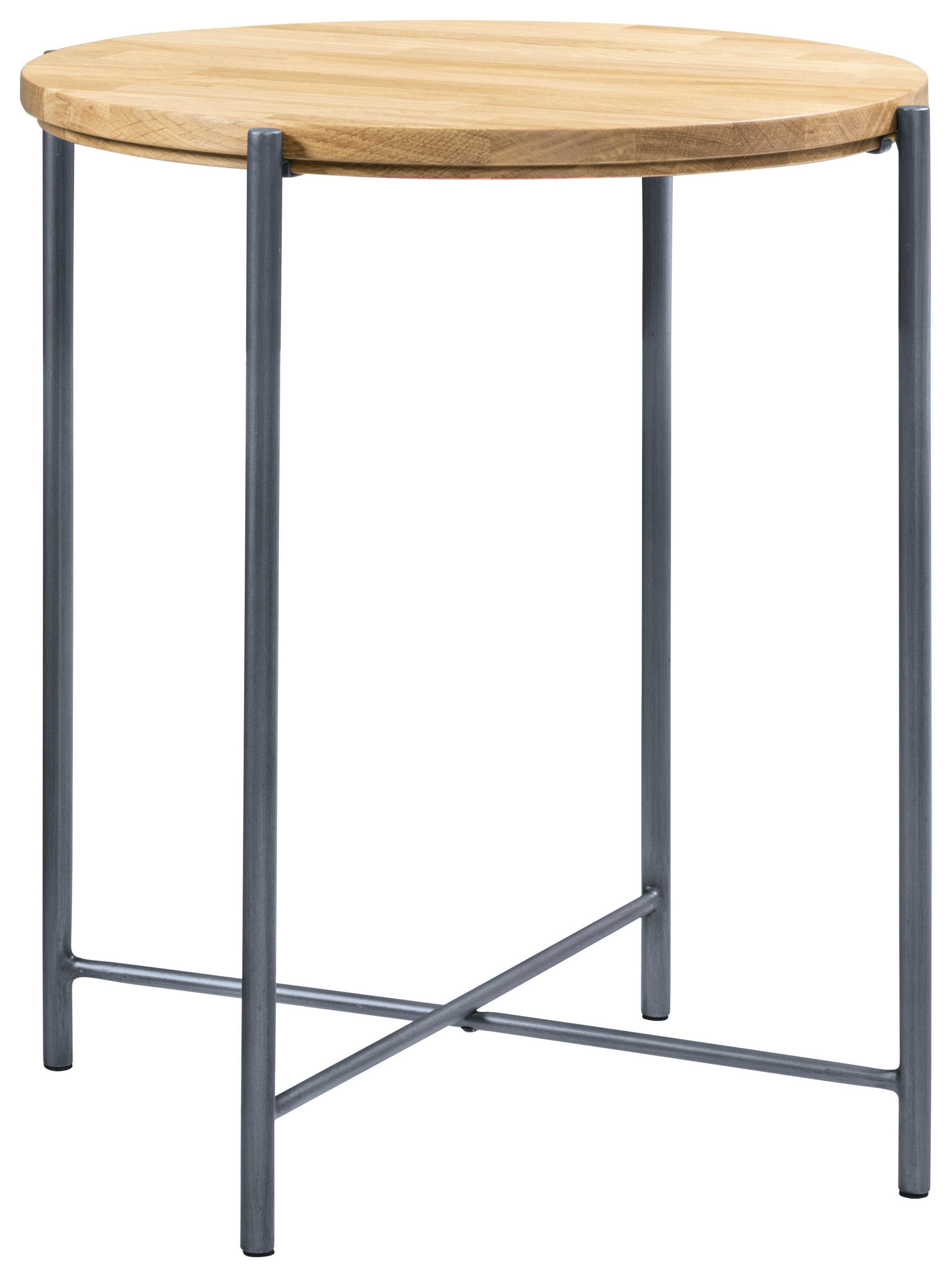 NACHTTISCH 48/52/48 cm, Anthrazit, Eichefarben, massiv  - Eichefarben/Anthrazit, Design, Holz/Metall (48/52/48cm) - Hasena