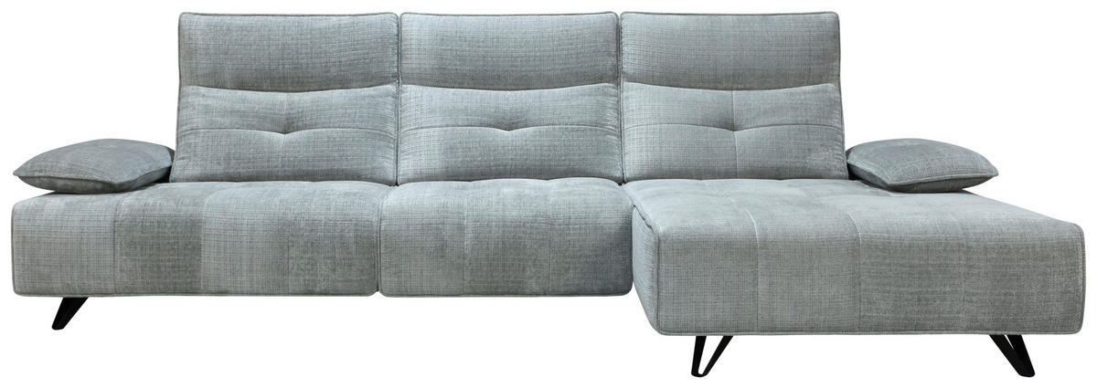 ECKSOFA Hellgrau Chenille  - Hellgrau/Schwarz, Design, Kunststoff/Textil (314/162cm) - Livetastic