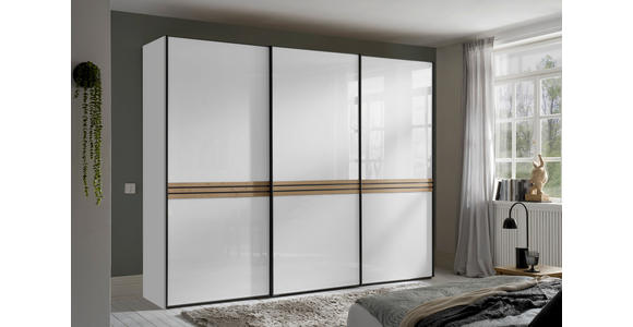 SCHWEBETÜRENSCHRANK 280/222/68 cm 3-türig  - Graphitfarben/Weiß, Design, Glas/Holzwerkstoff (280/222/68cm) - Moderano