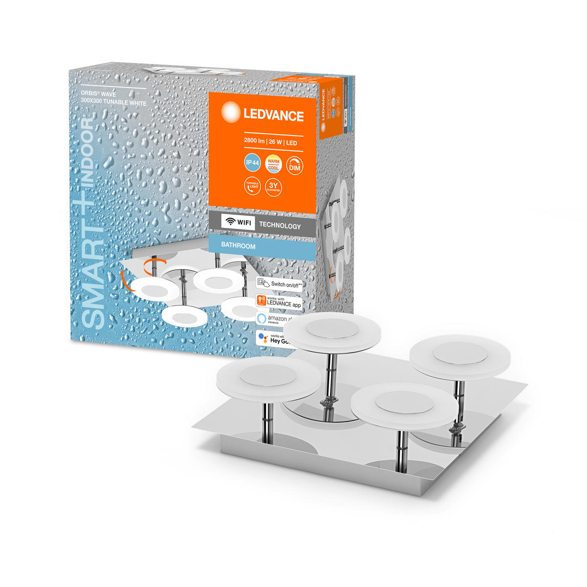 LED-DECKENLEUCHTE Smart+ WiFi Orbis Wave 30/30/9,3 cm   - Silberfarben, Basics, Kunststoff (30/30/9,3cm) - Ledvance