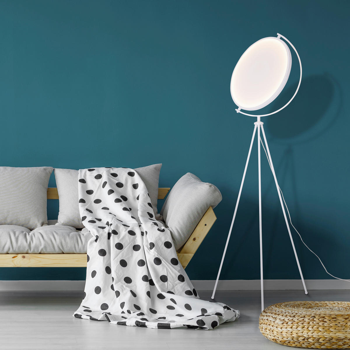 LED-STEHLEUCHTE 41/156 cm    - Weiß, Design, Kunststoff/Textil (41/156cm) - Näve