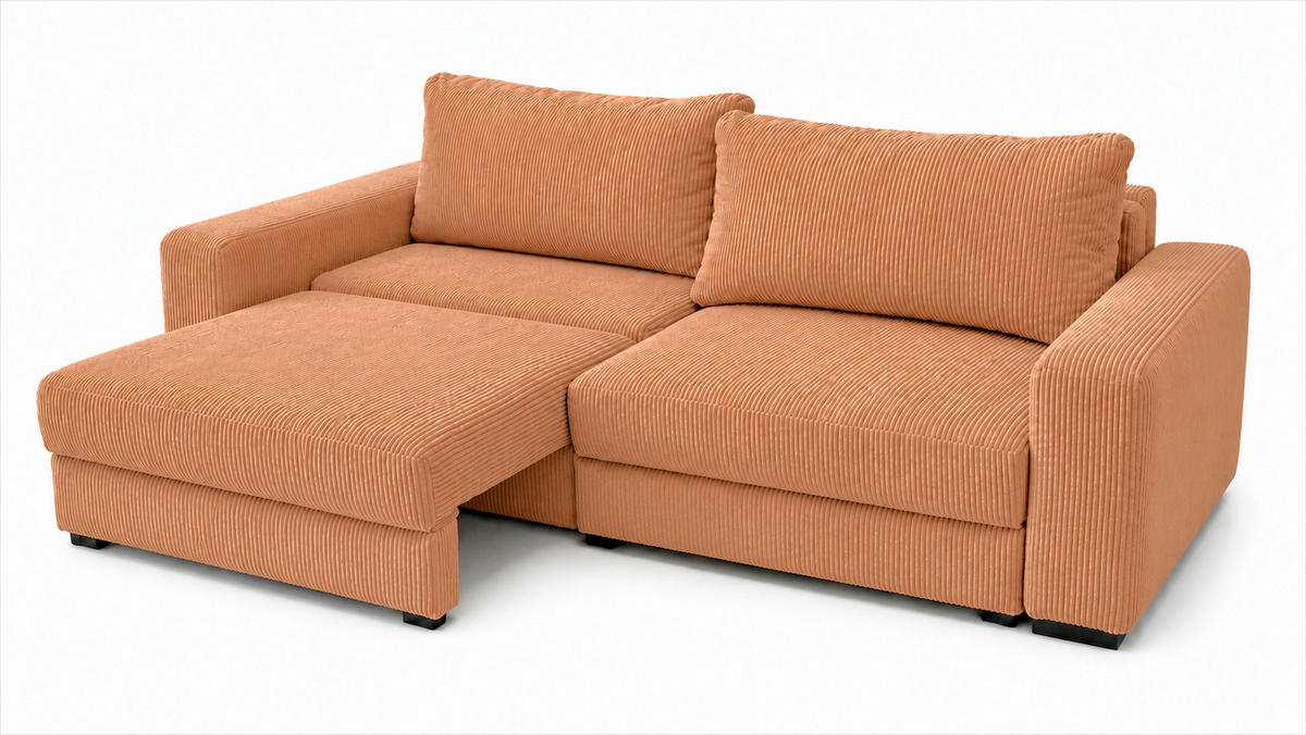 3-SITZER-SOFA  in Cord Terracotta  - Terracotta/Schwarz, Basics, Holz/Holzwerkstoff (250/90/110cm) - MID.YOU