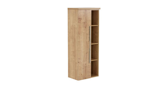 MIDISCHRANK 50/130,8/33 cm  - Chromfarben/Eichefarben, KONVENTIONELL, Holzwerkstoff/Metall (50/130,8/33cm) - Dieter Knoll