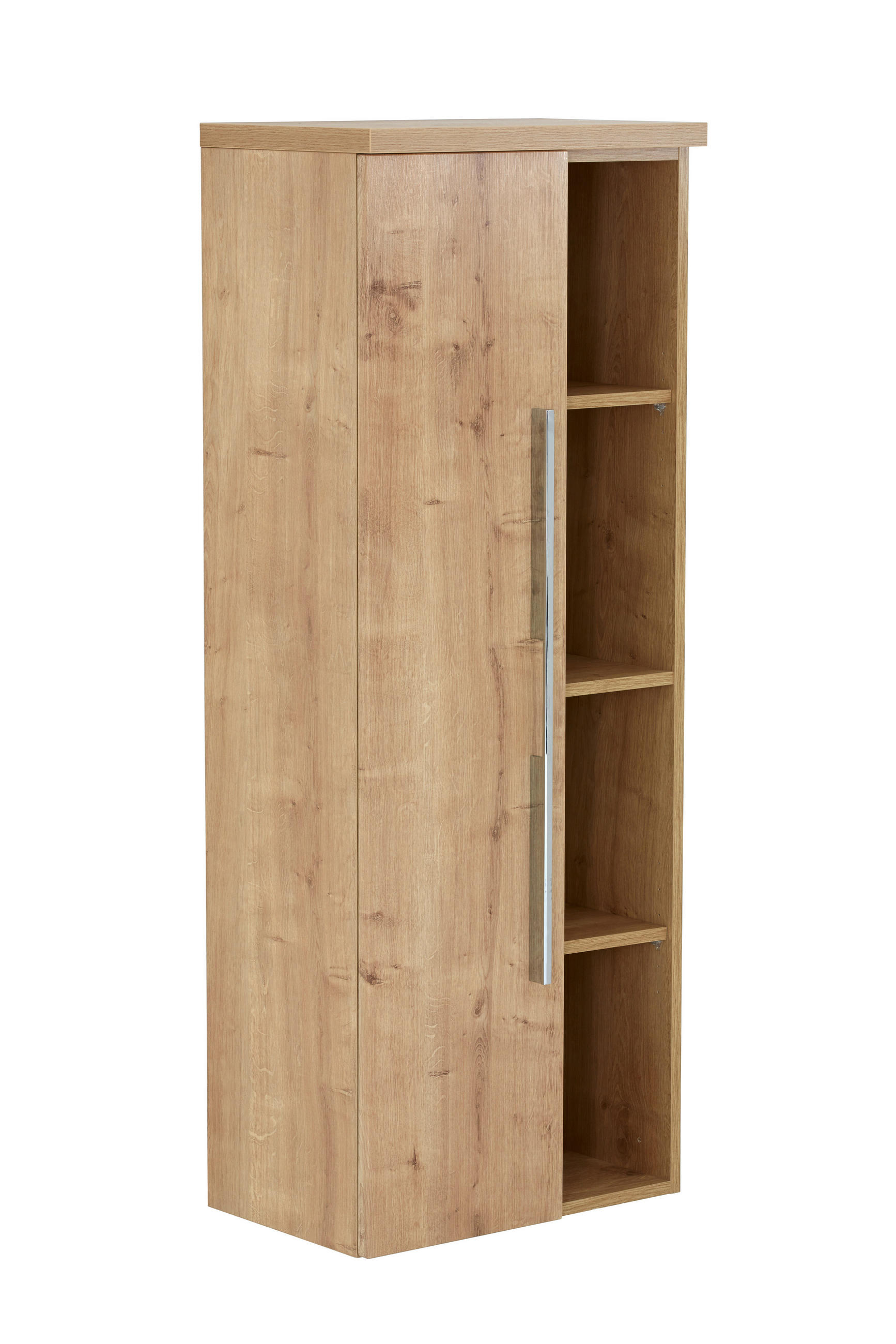 MIDISCHRANK 50/130,8/33 cm  - Chromfarben/Eichefarben, KONVENTIONELL, Holzwerkstoff/Metall (50/130,8/33cm) - Dieter Knoll