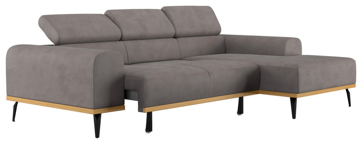 ECKSOFA Grau Mikrofaser  - Schwarz/Grau, KONVENTIONELL, Textil/Metall (244/157cm) - Cotta