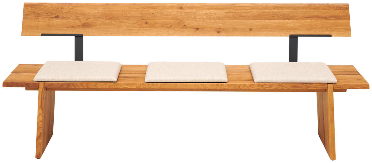 SITZBANK Holz, Metall Graphitfarben, Eichefarben  - Eichefarben/Graphitfarben, Konventionell, Holz/Metall (220/81/56cm) - Cassando
