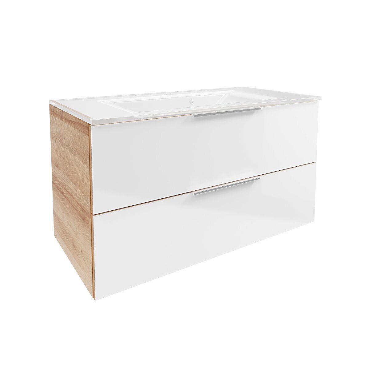 WASCHTISCHKOMBI  - Chromfarben/Eichefarben, Basics, Glas/Holzwerkstoff (100/55,7/50,1cm) - MID.YOU