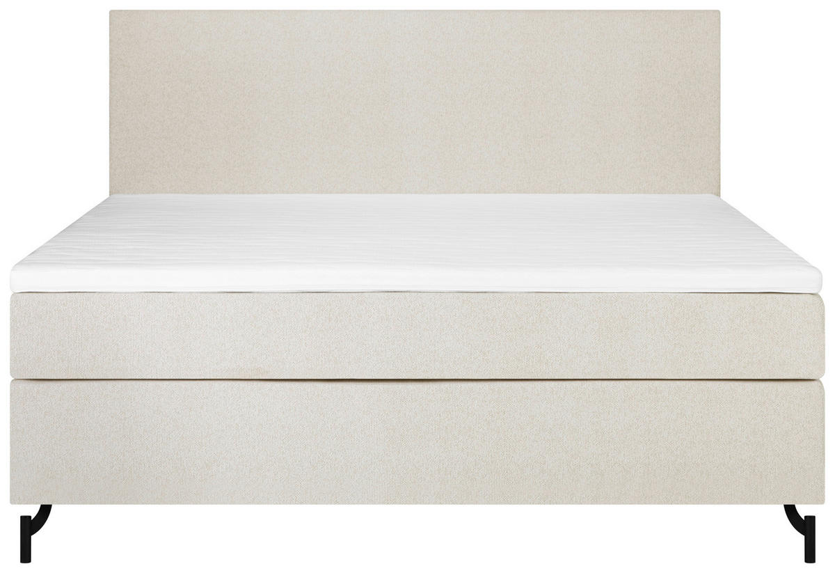 BOXSPRING-ÁGY 160/200 cm  krémszínű  - krémszínű/fekete, Modern, textil (160/200cm) - MID.YOU