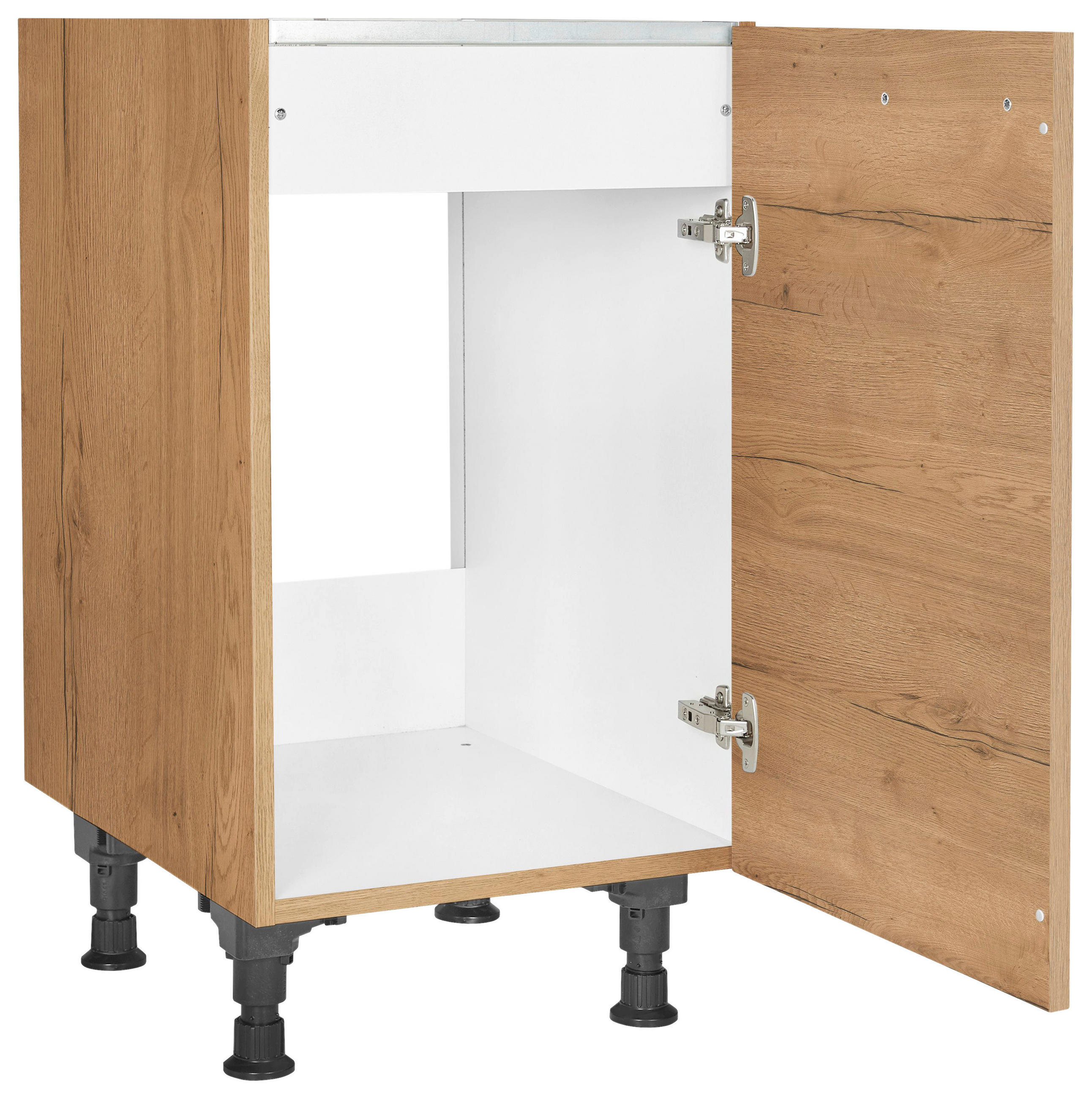 SPÜLENUNTERSCHRANK 45/87/56 cm  in Eichefarben  - Eichefarben/Schwarz, MODERN, Holzwerkstoff/Metall (45/87/56cm) - Nobilia
