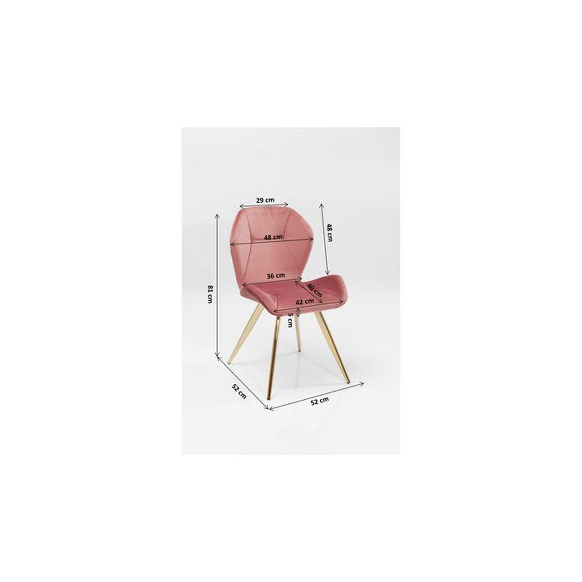 STUHL - Messingfarben/Rosa, Design, Textil/Metall (52/82/52cm) - Kare-Design