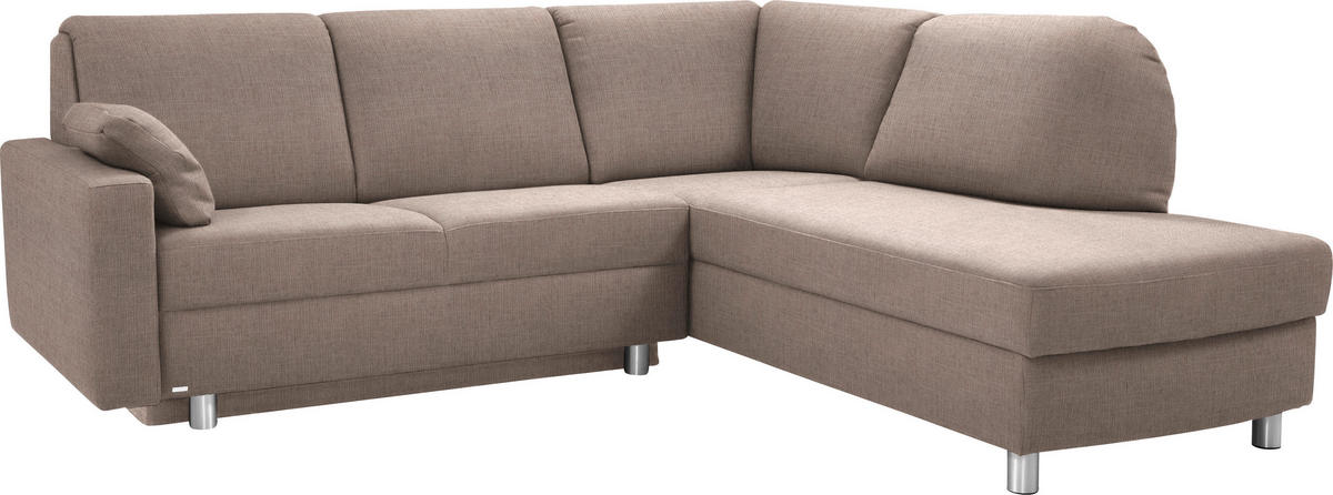 ECKSOFA in Chenille Hellbraun  226/208 cm  - Hellbraun/Alufarben, KONVENTIONELL, Textil/Metall (226/208cm) - Sedda