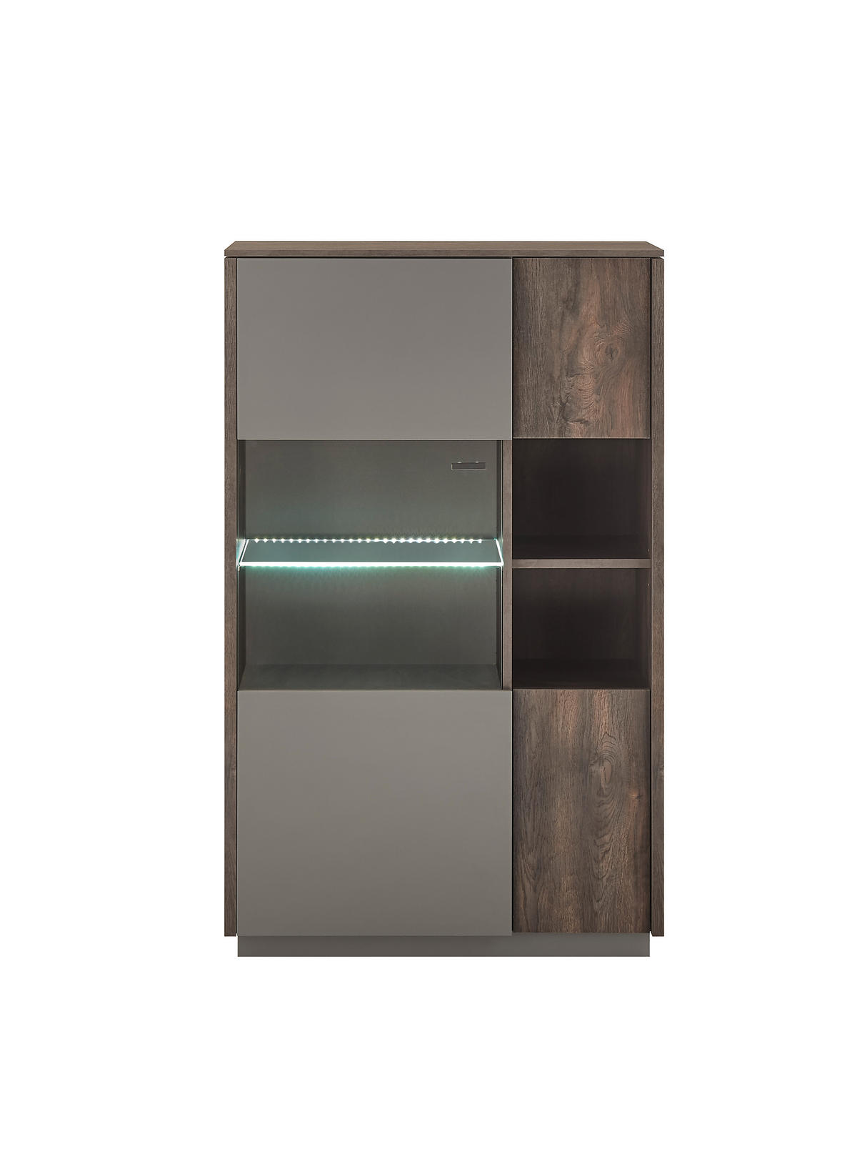 HIGHBOARD  in 80/130/40 cm  - Eichefarben/Anthrazit, Design, Glas/Holzwerkstoff (80/130/40cm) - MID.YOU