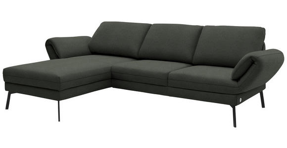 ECKSOFA  in Flachgewebe Grün  175-224/255-365 cm  - Schwarz/Grün, Design, Textil/Metall (175-224/255-365cm) - Dieter Knoll