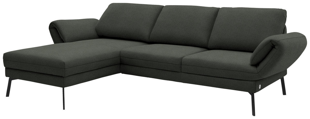 ECKSOFA  in Flachgewebe Grün  175-224/255-365 cm  - Schwarz/Grün, Design, Textil/Metall (175-224/255-365cm) - Dieter Knoll