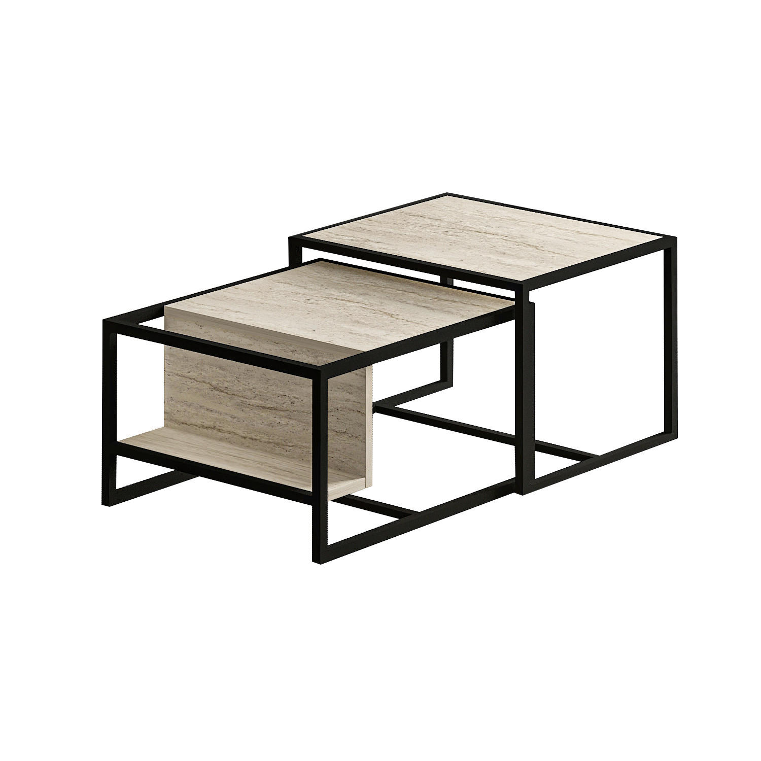 Livetastic Couchtischset Bati Couchtisch Beige 50-55x45-40x60-63 cm