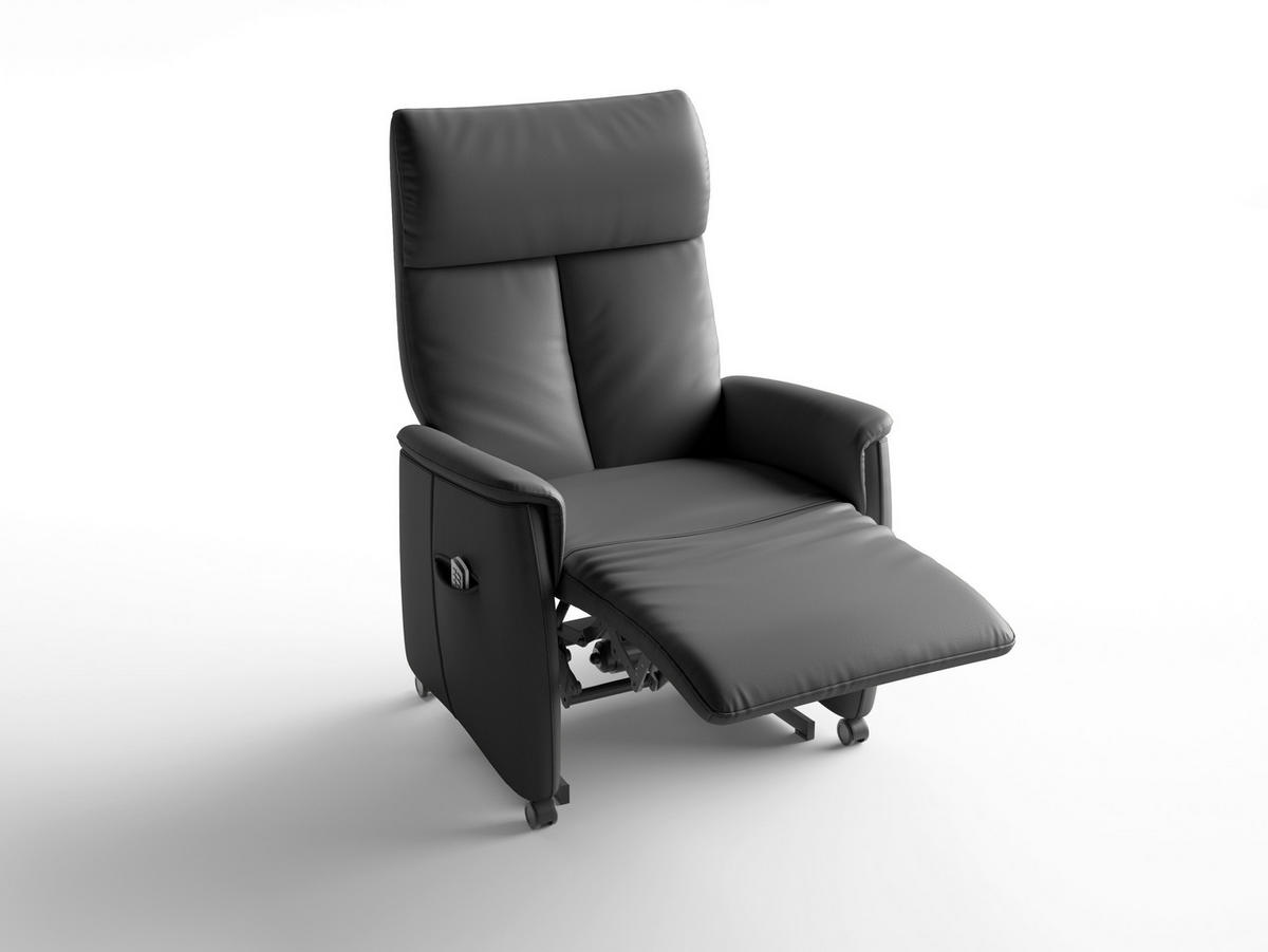 RELAXSESSEL TV CREMONA COMFORT E S1 Echtleder Kopfteilverstellung, Fußteilverstellung, Rücken echt    - Schwarz, Basics, Leder/Kunststoff (76/110/84cm) - Sit & More