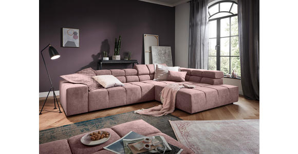 ECKSOFA Rosa Velours  - Schwarz/Rosa, Design, Kunststoff/Textil (317/213cm) - Hom`in