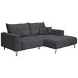 ECKSOFA Anthrazit Cord  - Anthrazit/Schwarz, KONVENTIONELL, Textil/Metall (250/185cm) - Carryhome