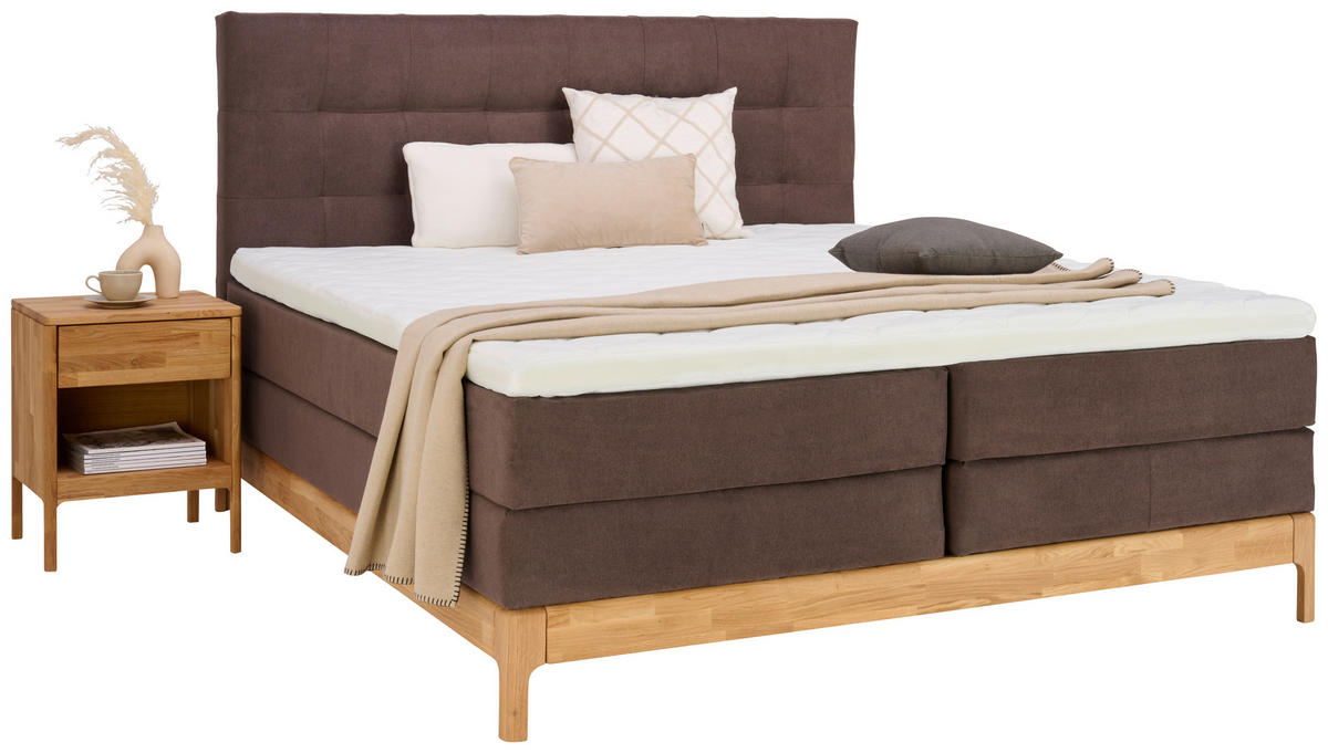 BOXSPRINGBETT 160/200 cm  in Braun, Wildeiche  - Wildeiche/Braun, Natur, Holz/Textil (160/200cm) - Linea Natura