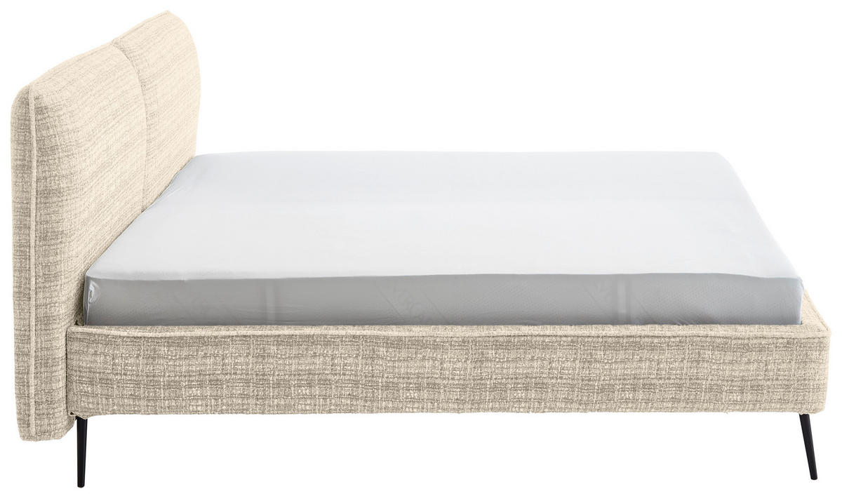 POLSTERBETT 180/200 cm  in Beige  - Beige/Schwarz, Modern, Textil/Metall (180/200cm) - Livetastic