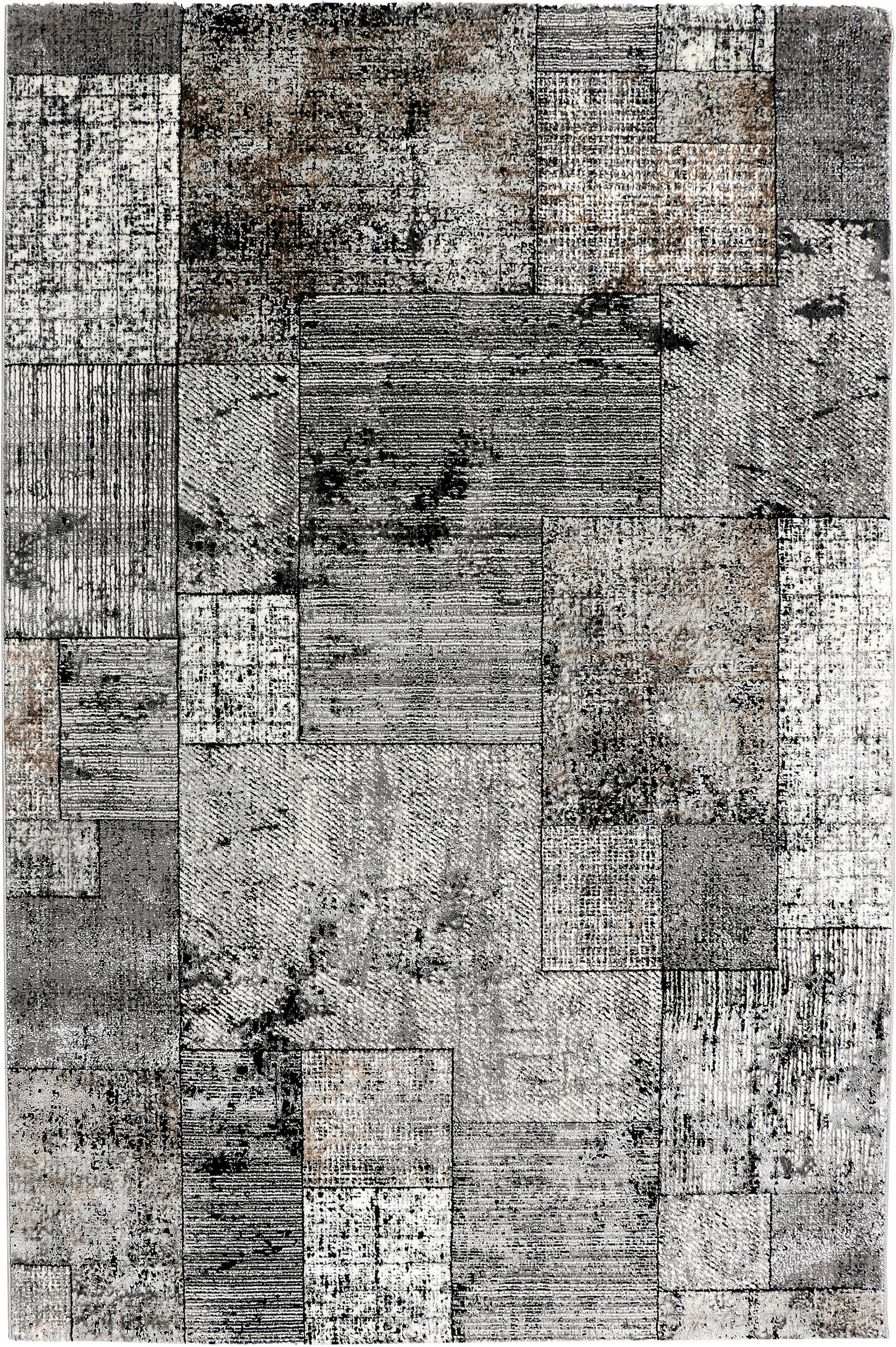TKANÝ KOBEREC, 200/290 cm, sivá, čierna - čierna/sivá, Design, textil (200/290cm) - Novel