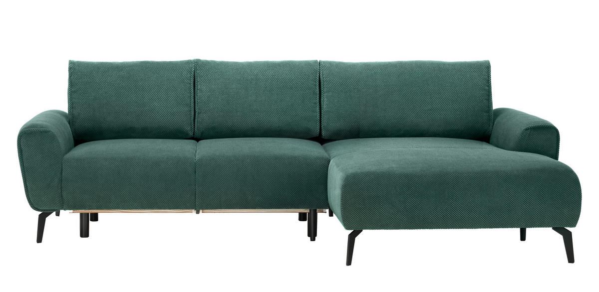 ECKSOFA in Webstoff Grün  - Schwarz/Grün, Design, Textil/Metall (272/170cm) - Welnova