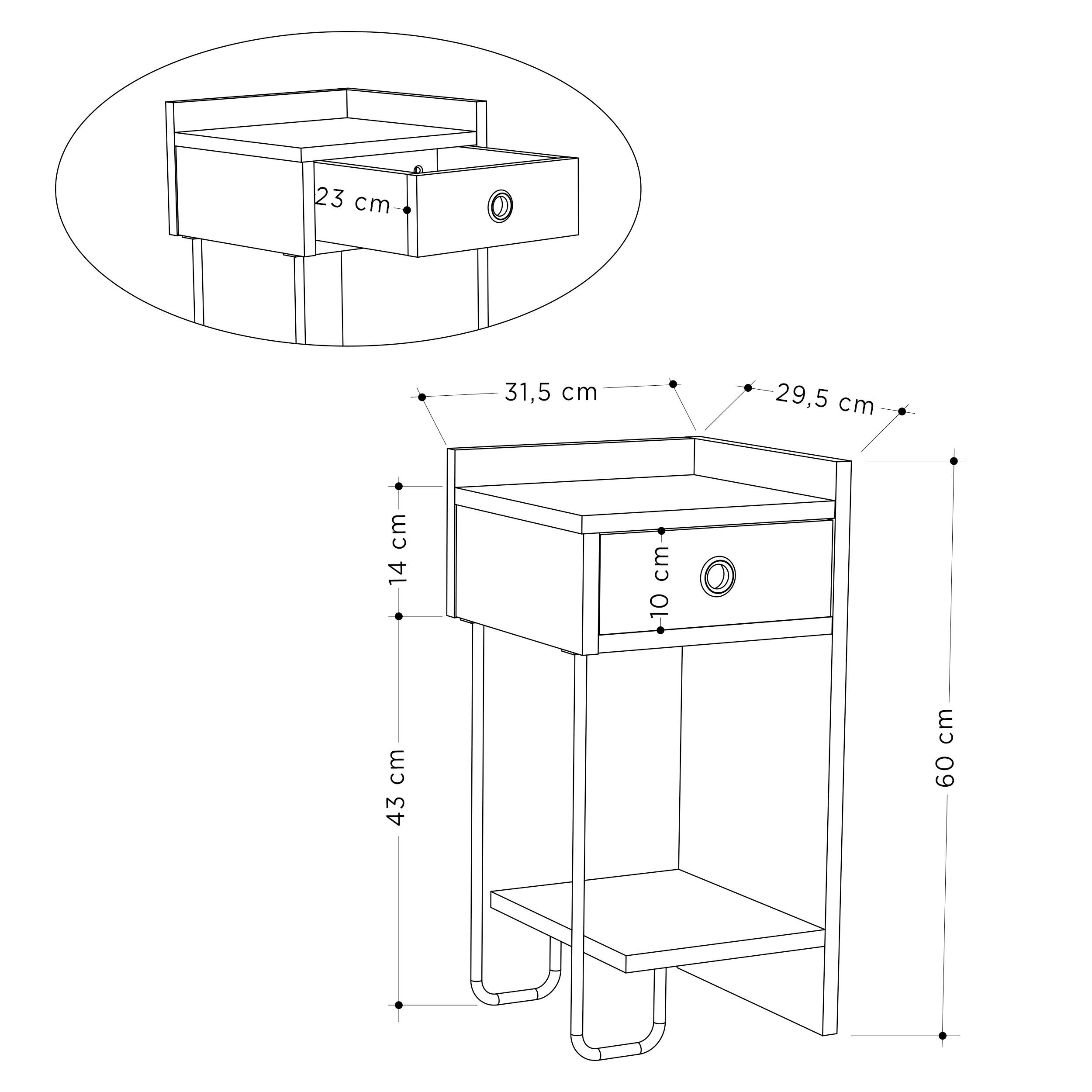 KINDERNACHTKÄSTCHEN  in Mokka  - Mokka, Design, Holzwerkstoff/Metall (32/30/61cm) - Livetastic