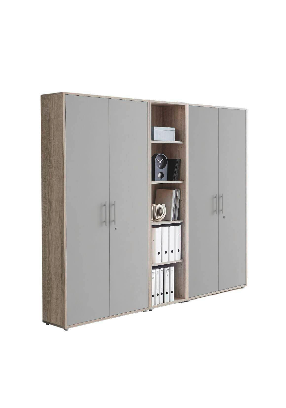 AKTENSCHRANK Eichefarben, Hellgrau  - Eichefarben/Hellgrau, MODERN, Holzwerkstoff (212,9/185,6/33cm) - MID.YOU